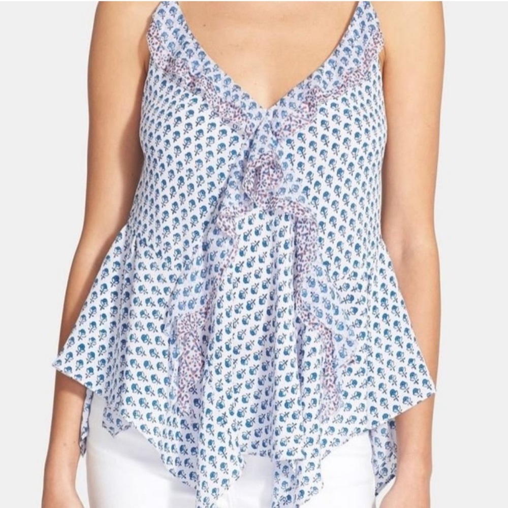 {Rebecca Taylor} Print Mix Ruffle Camisole - Sz 8
